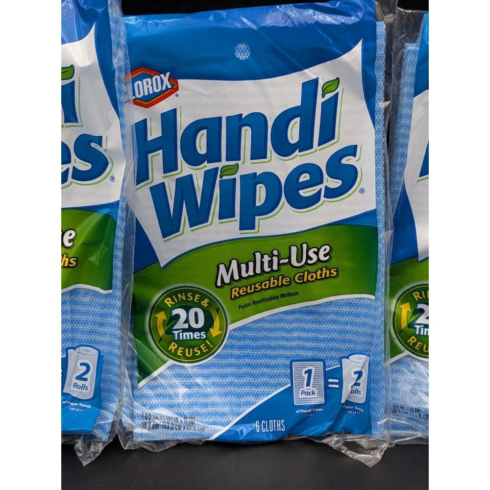 6 packs Clorox Handi Wipes Multi-Use handy Reusable Cloths, 6 Count = 36 Total